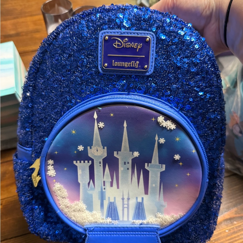 Loungefly Cinderella snow globe Sequin Castle Mini Backpack